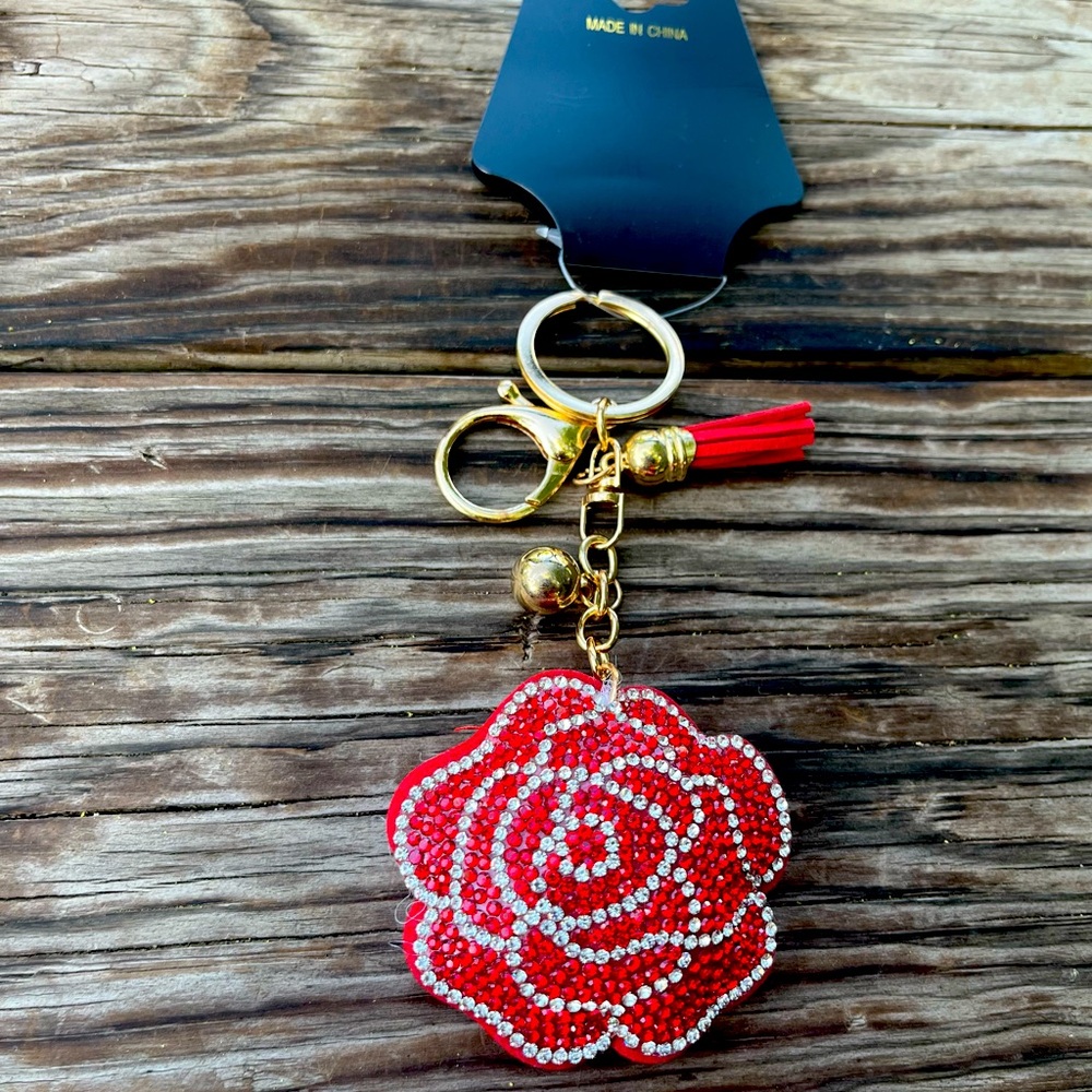 NWT Red Rose Puffy keychain